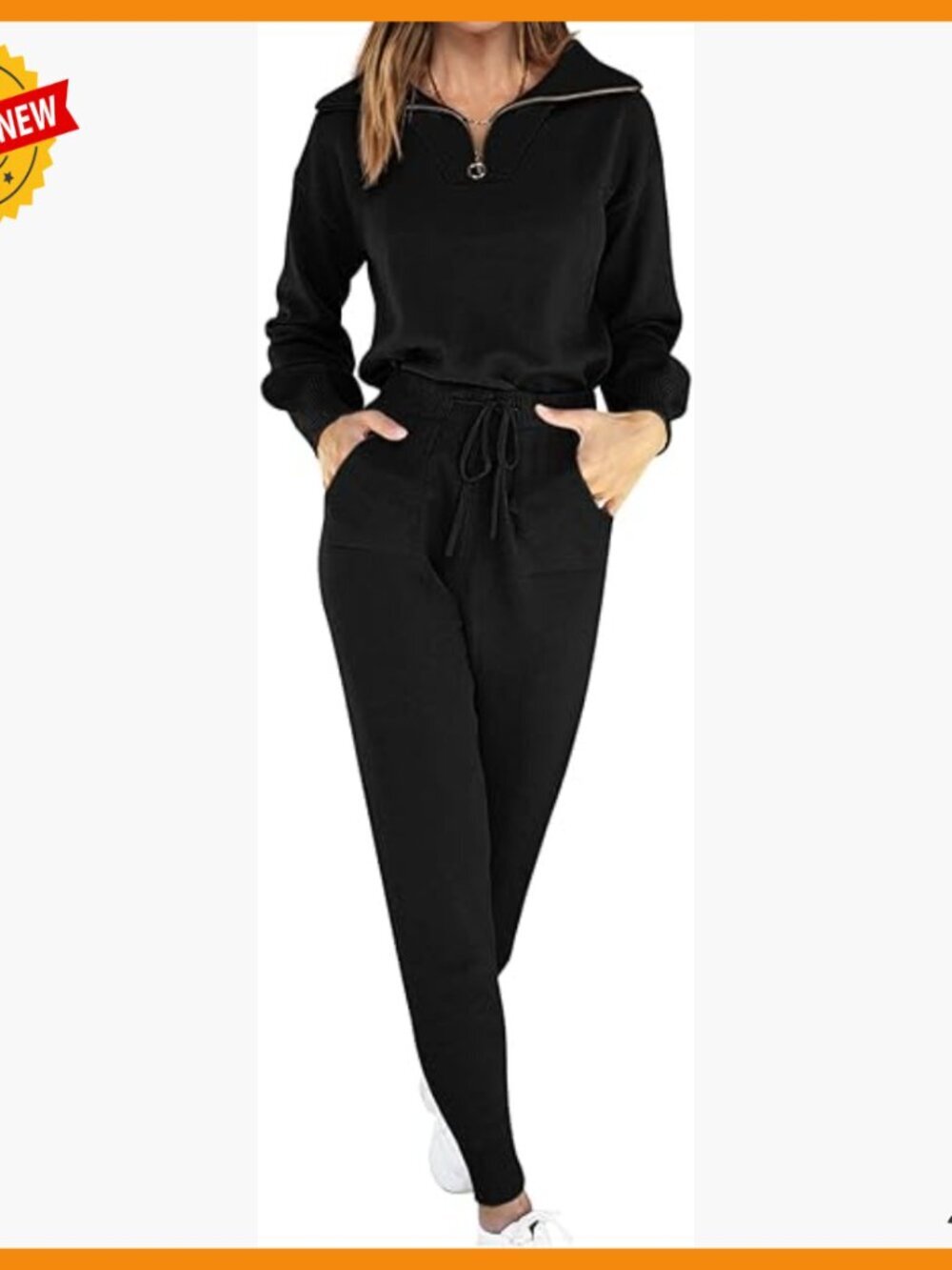 Long Sleeve Zip Up Pullover and Jogger Pants Lounge Set, Size Large